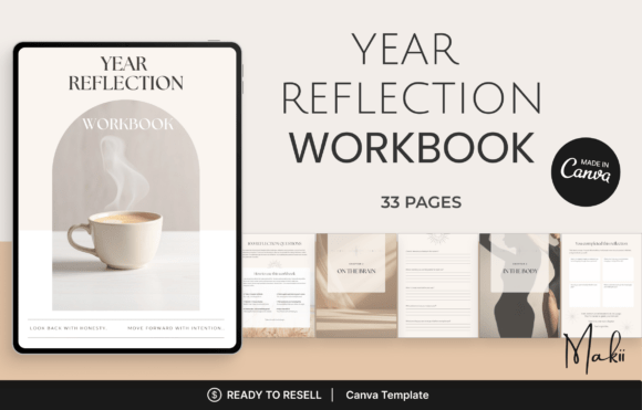 Download Year Reflection Workbook , Canva Template - Year Collection