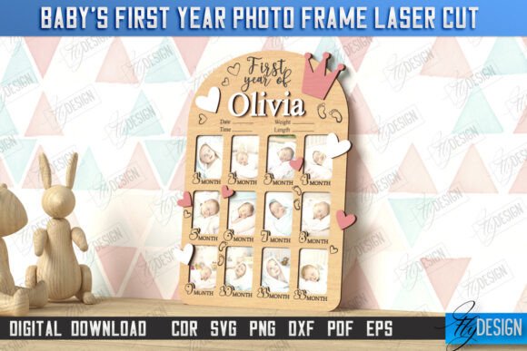 Download Baby’s First Year Photo Frame Laser Cut - Year Collection